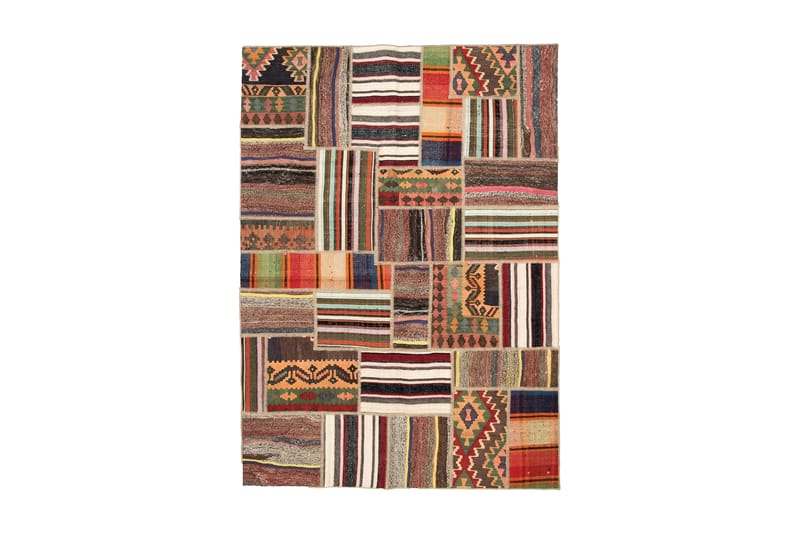 Handknuten Persisk Patchwork Ullmatta 146x202 cm Garn - Flerfärgad - Patchwork matta