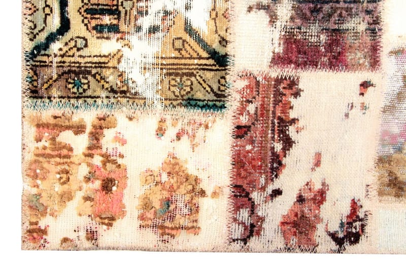 Handknuten Persisk Patchworkmatta 168x223 cm - Beige/Brun - Patchwork matta