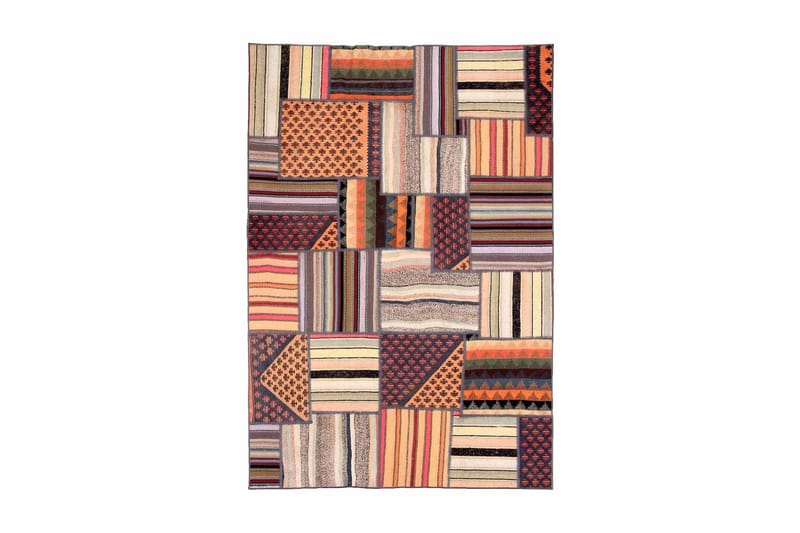 Handknuten Persisk Patchwork Ullmatta 159x232 cm Garn - Flerfärgad - Patchwork matta