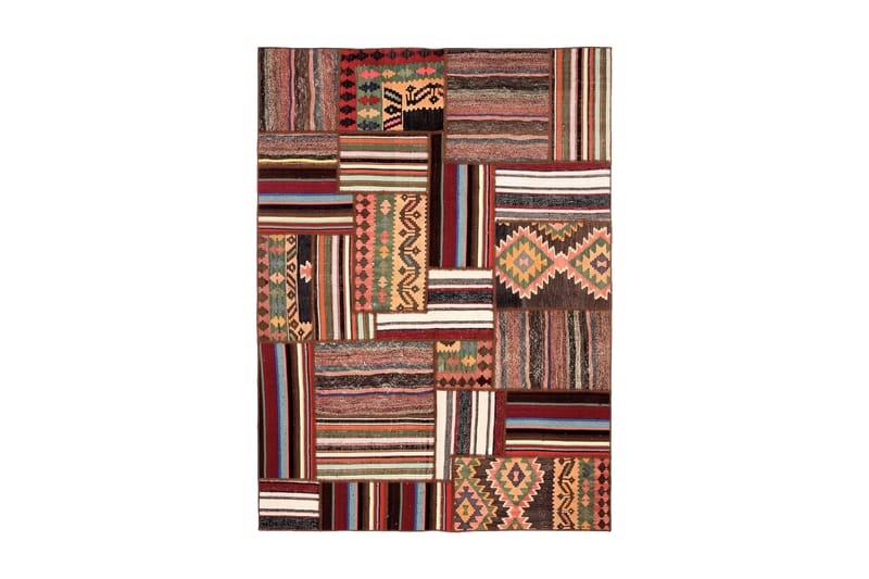 Handknuten Persisk Patchwork Ullmatta 145x201 cm Garn - Flerfärgad - Patchwork matta
