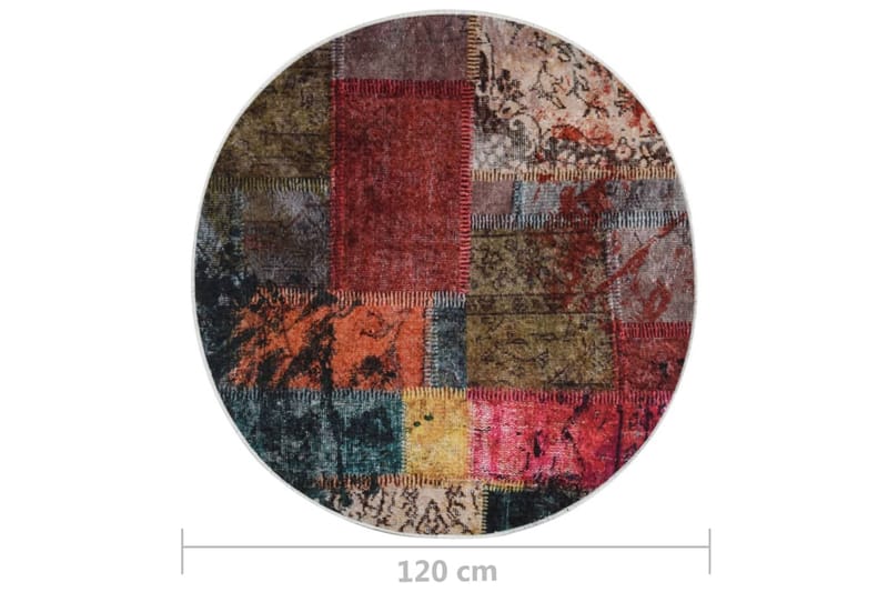 Matta tvättbar lappmönster Ï†120 cm flerfärgad halkfri - Flerfärgad - Patchwork matta