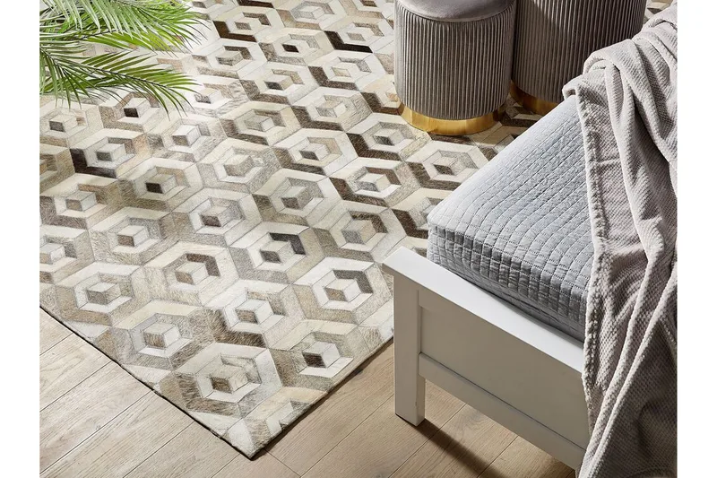 Tavak Matta 140x200 cm - Läder/Beige/Brun - Textil & mattor - Mattor - Orientaliska mattor - Patchwork matta