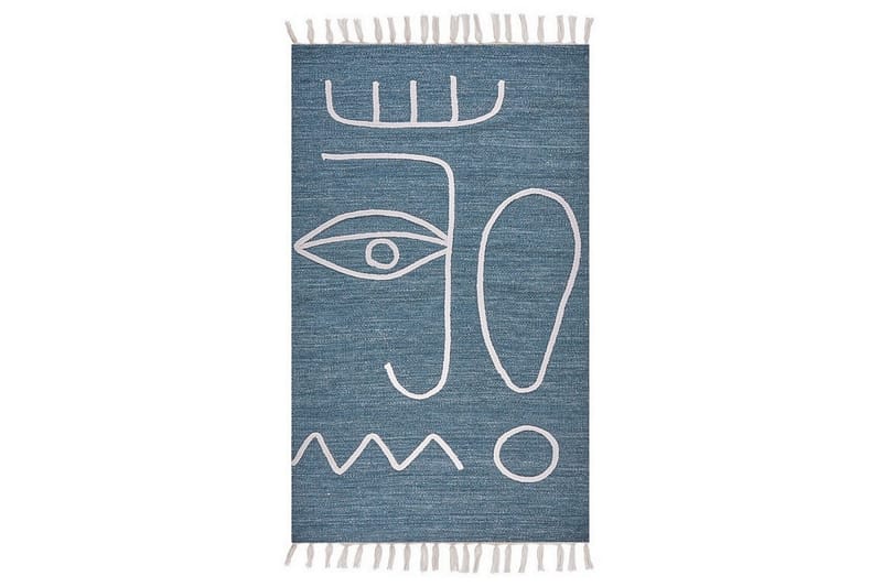 Plattvävd Yavu - Blå, Vit, 80x150 cm - Textil & mattor - Mattor - Små mattor