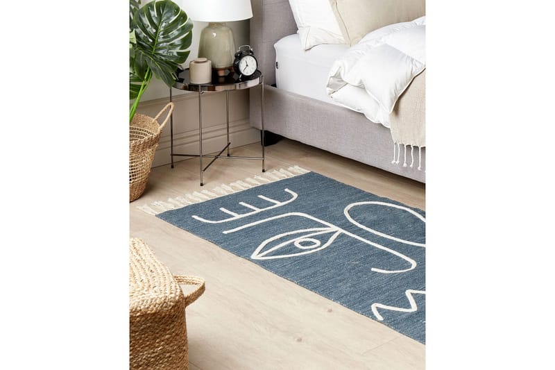 Plattvävd Yavu - Blå, Vit, 80x150 cm - Textil & mattor - Mattor - Utomhusmattor