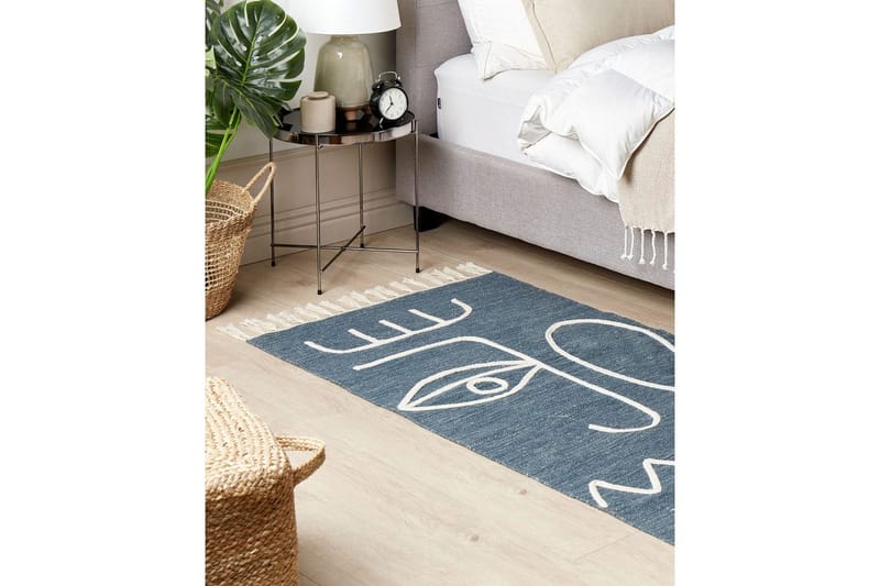 Plattvävd Yavu - Blå, Vit, 80x150 cm - Textil & mattor - Mattor - Små mattor