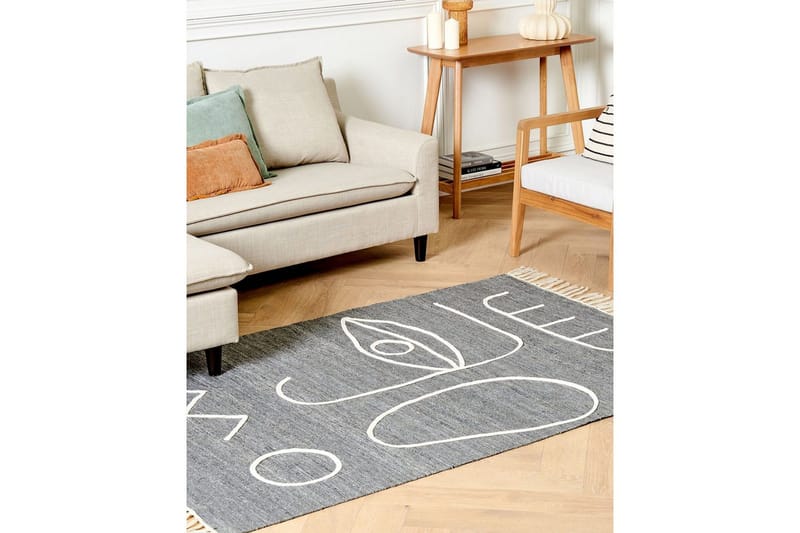 Plattvävd Yavu - Grå, vit, 140x200 cm - Textil & mattor - Mattor - Utomhusmattor