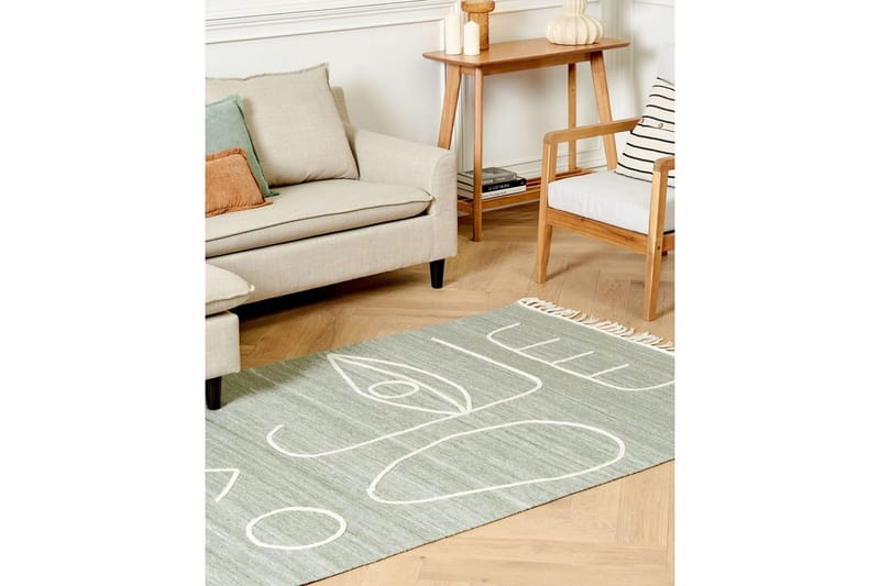 Plattvävd Yavu - Grön, Vit, 140x200 cm - Textil & mattor - Mattor - Utomhusmattor
