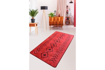 Sehnaz Entrematta 80x200 cm - Röd/Svart/Sammet - Textil & mattor - Mattor - Dörrmatta & hallmatta
