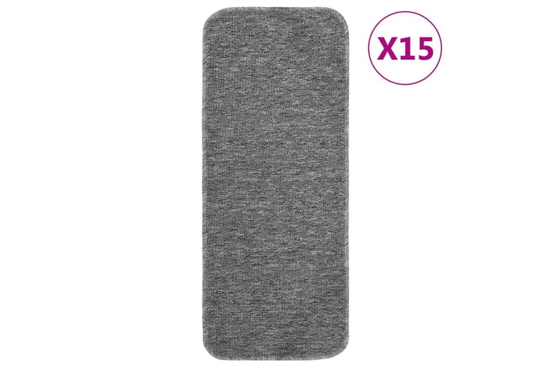 Trappstegmattor 15 st 60x25 cm grå halkfri - Grå - Textil & mattor - Mattor - Specialmatta - Trappstegsmattor