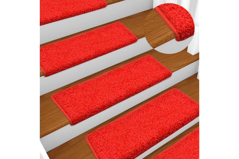 Trappstegsmattor 10 st 65x25 cm röd - Röd - Trappstegsmattor - Små mattor - Mönstrade mattor - Stora mattor - Handvävda mattor - Gummerade mattor