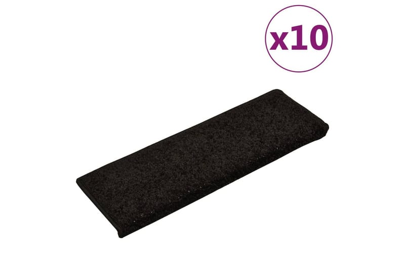 Trappstegsmattor 10 st 65x25 cm svart - Svart - Textil & mattor - Mattor - Specialmatta - Trappstegsmattor