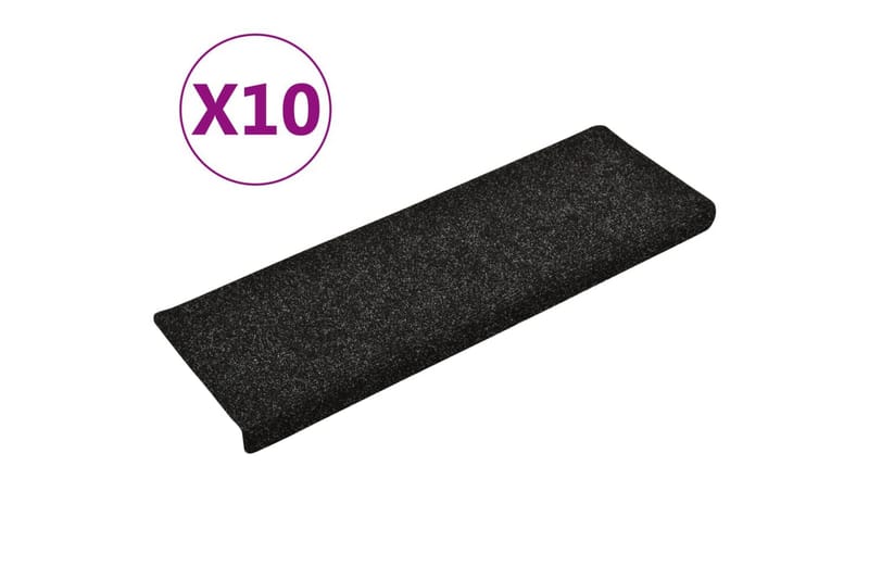Trappstegsmattor 10 st svart 65x25 cm brodyr - Svart - Textil & mattor - Mattor - Specialmatta - Trappstegsmattor