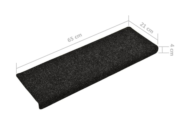 Trappstegsmattor 10 st svart 65x25 cm brodyr - Svart - Textil & mattor - Mattor - Specialmatta - Trappstegsmattor
