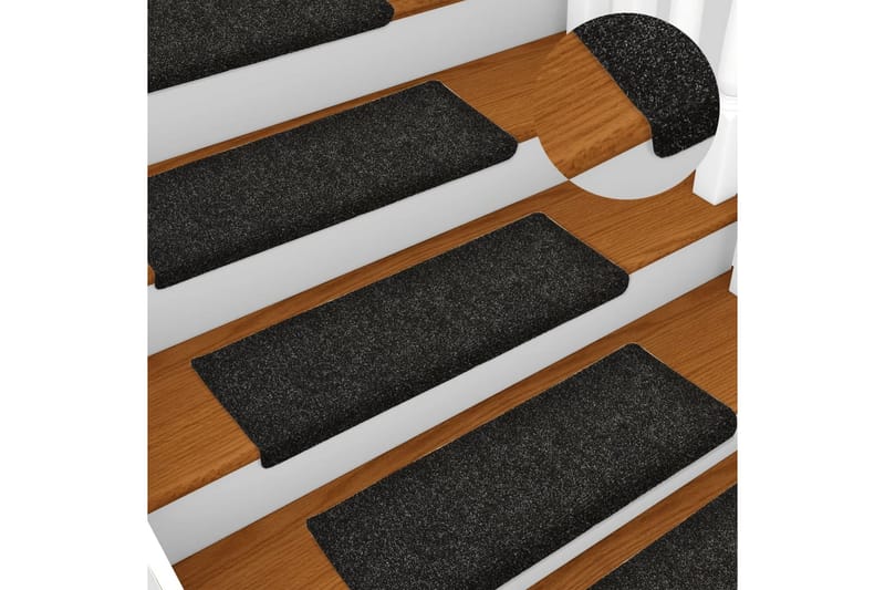 Trappstegsmattor 10 st svart 65x25 cm brodyr - Svart - Textil & mattor - Mattor - Specialmatta - Trappstegsmattor