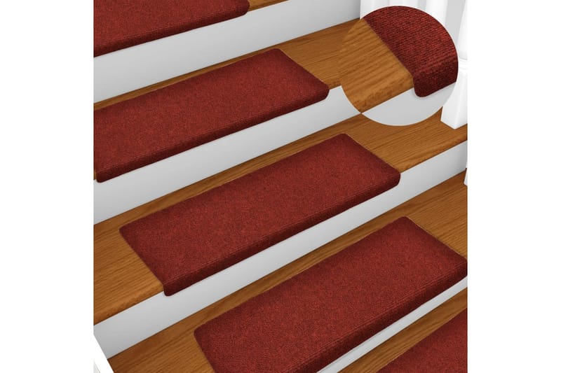 Trappstegsmattor 10 st vinröd 65x25 cm brodyr - Röd - Trappstegsmattor - Små mattor - Mönstrade mattor - Stora mattor - Handvävda mattor - Gummerade mattor
