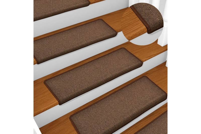 Trappstegsmattor 15 st 65x25 cm brun - Brun - Textil & mattor - Mattor - Specialmatta - Trappstegsmattor