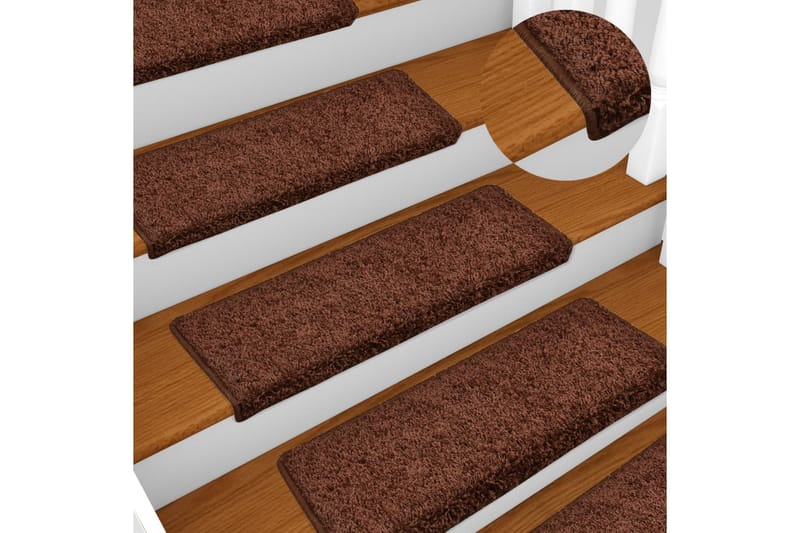 Trappstegsmattor 15 st 65x25 cm brun - Brun - Textil & mattor - Mattor - Specialmatta - Trappstegsmattor