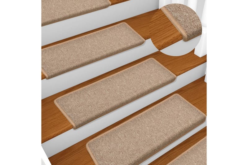Trappstegsmattor 15 st 65x25 cm ljusbrun - Brun - Textil & mattor - Mattor - Specialmatta - Trappstegsmattor