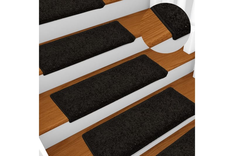 Trappstegsmattor 15 st 65x25 cm svart - Svart - Textil & mattor - Mattor - Specialmatta - Trappstegsmattor