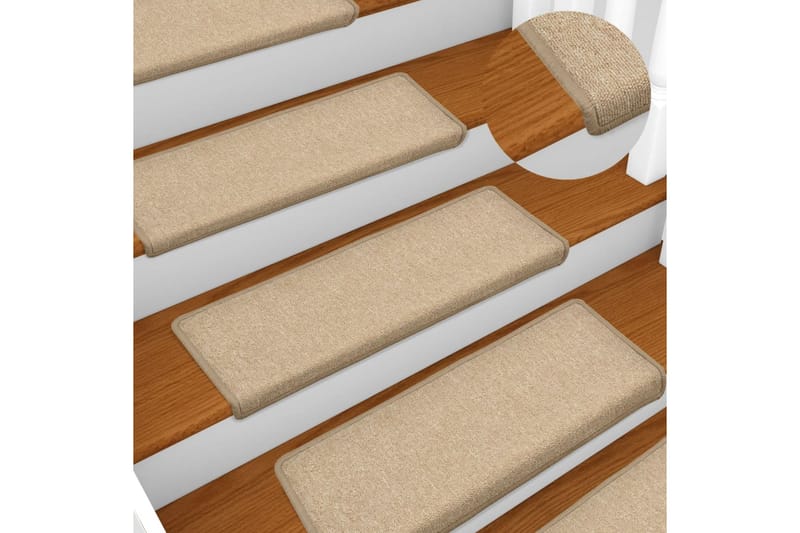 Trappstegsmattor 15 st 65x25 cm taupe - Brun - Textil & mattor - Mattor - Specialmatta - Trappstegsmattor