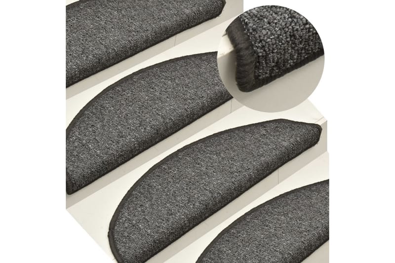 Trappstegsmattor 15 st mörkgrå 56x17x3 cm - Grå - Textil & mattor - Mattor - Specialmatta - Trappstegsmattor