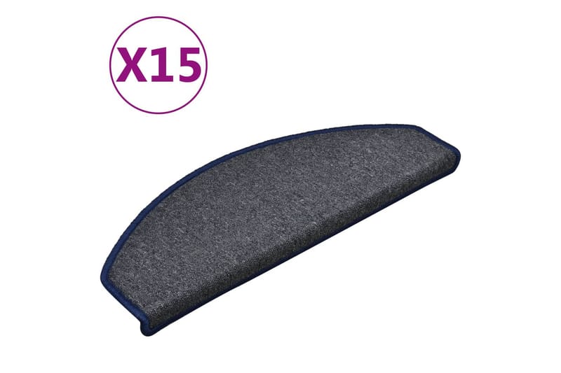 Trappstegsmattor 15 st mörkgrå och blå 65x24x4 cm - Grå - Textil & mattor - Mattor - Specialmatta - Trappstegsmattor