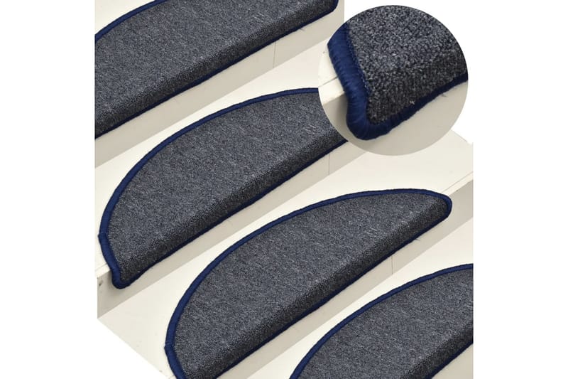Trappstegsmattor 15 st mörkgrå och blå 65x24x4 cm - Grå - Textil & mattor - Mattor - Specialmatta - Trappstegsmattor