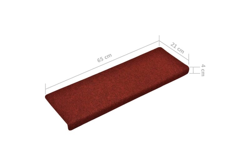 Trappstegsmattor 15 st nålad 65x25 cm röd - Röd - Textil & mattor - Mattor - Specialmatta - Trappstegsmattor