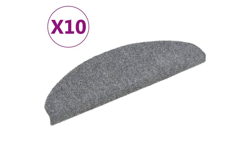 Trappstegsmattor självhäftande 10 st ljusgrå 65x21x4 cm brod - Grå - Textil & mattor - Mattor - Specialmatta - Trappstegsmattor