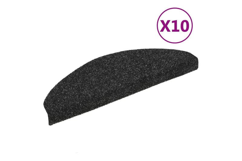Trappstegsmattor självhäftande 10 st svart 65x21x4 cm brodyr - Svart - Textil & mattor - Mattor - Specialmatta - Trappstegsmattor