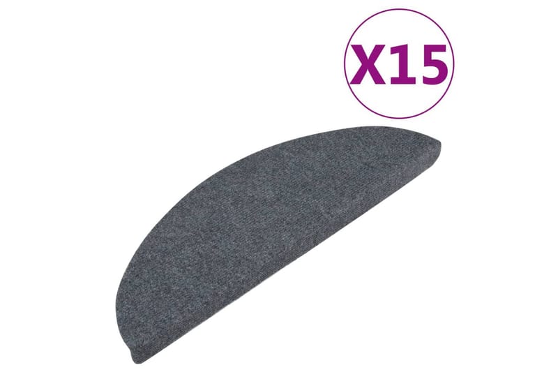 Trappstegsmattor självhäftande 15 st 56x20 cm grå - Grå - Textil & mattor - Mattor - Specialmatta - Trappstegsmattor
