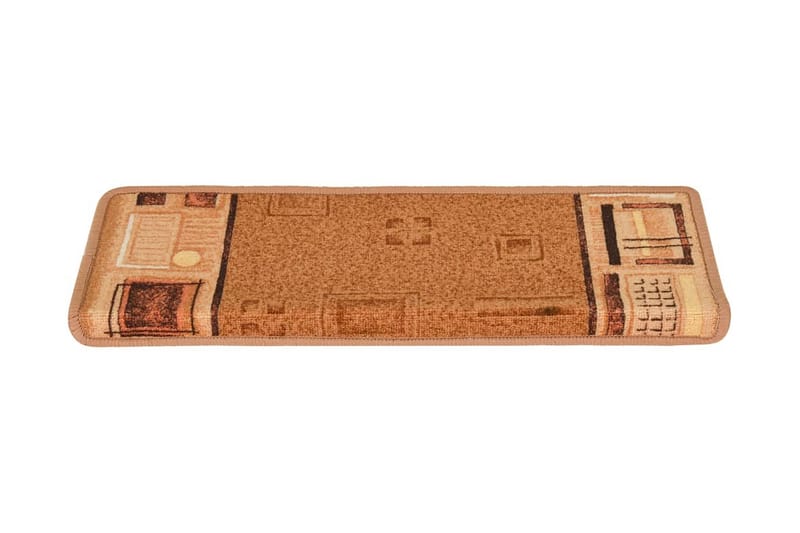 Trappstegsmattor självhäftande 15 st 65x25 cm beige - Beige - Textil & mattor - Mattor - Specialmatta - Trappstegsmattor