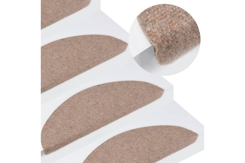 Trappstegsmattor självhäftande 15 st 65x26 cm beige - Beige - Textil & mattor - Mattor - Specialmatta - Trappstegsmattor