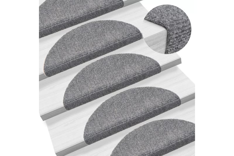 Trappstegsmattor självhäftande 15 st brodyr 56x17x3 cm ljusg - Grå - Textil & mattor - Mattor - Specialmatta - Trappstegsmattor