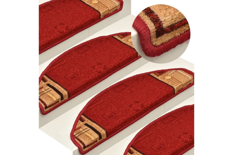 Trappstegsmattor självhäftande 15 st röd 65x21x4 cm - Röd - Textil & mattor - Mattor - Specialmatta - Trappstegsmattor