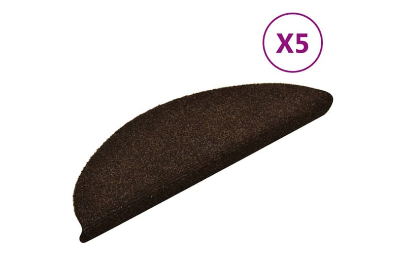 Trappstegsmattor självhäftande 5 st brun 56x17x3 cm brodyr - Brun - Textil & mattor - Mattor - Specialmatta - Trappstegsmattor
