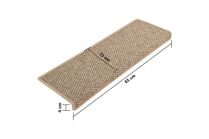 Trappstegsmattor självhäftande sisal 15 st 65x25 cm - Beige - Textil & mattor - Mattor - Specialmatta - Trappstegsmattor