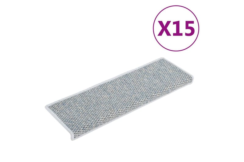 Trappstegsmattor självhäftande sisal 15 st 65x25 cm blå - Blå - Textil & mattor - Mattor - Specialmatta - Trappstegsmattor