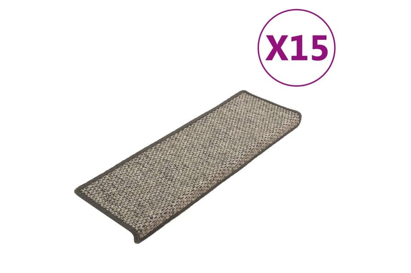 Trappstegsmattor självhäftande sisal 15 st 65x25 cm grå beig - Beige - Textil & mattor - Mattor - Specialmatta - Trappstegsmattor