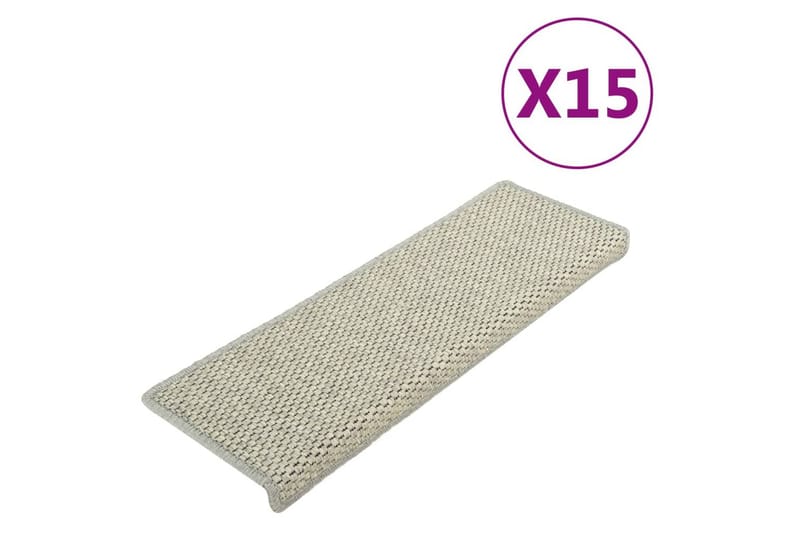 Trappstegsmattor självhäftande sisal 15 st 65x25 cm grå - Grå - Textil & mattor - Mattor - Specialmatta - Trappstegsmattor