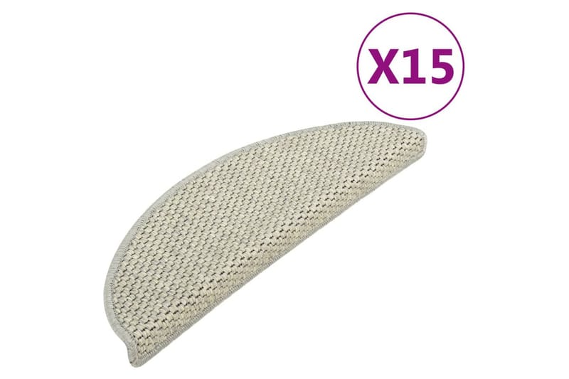 Trappstegsmattor självhäftande sisal 15 st 65x25 cm grå - Grå - Textil & mattor - Mattor - Specialmatta - Trappstegsmattor