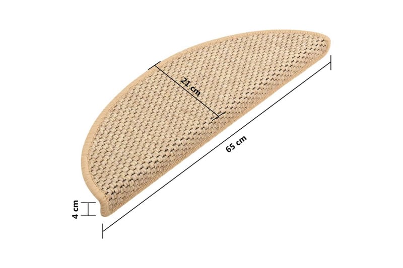 Trappstegsmattor självhäftande sisal 15 st 65x25 cm ljusbeig - Beige - Textil & mattor - Mattor - Specialmatta - Trappstegsmattor