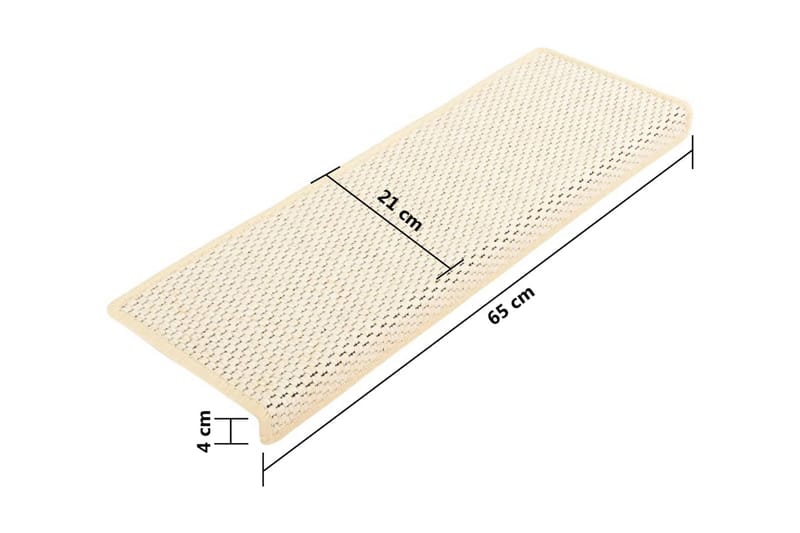 Trappstegsmattor självhäftande sisal 15 st 65x25 cm naturvit - Vit - Textil & mattor - Mattor - Specialmatta - Trappstegsmattor