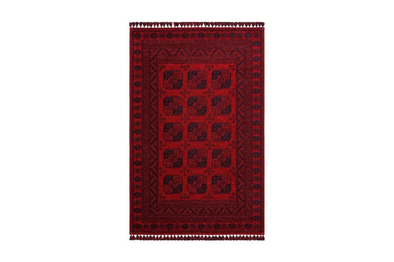 Eko Hali Matta 160x230 cm - Röd/Mörkblå - Wiltonmattor - Handvävda mattor - Gummerade mattor - Små mattor - Mönstrade mattor - Stora mattor - Friezematta