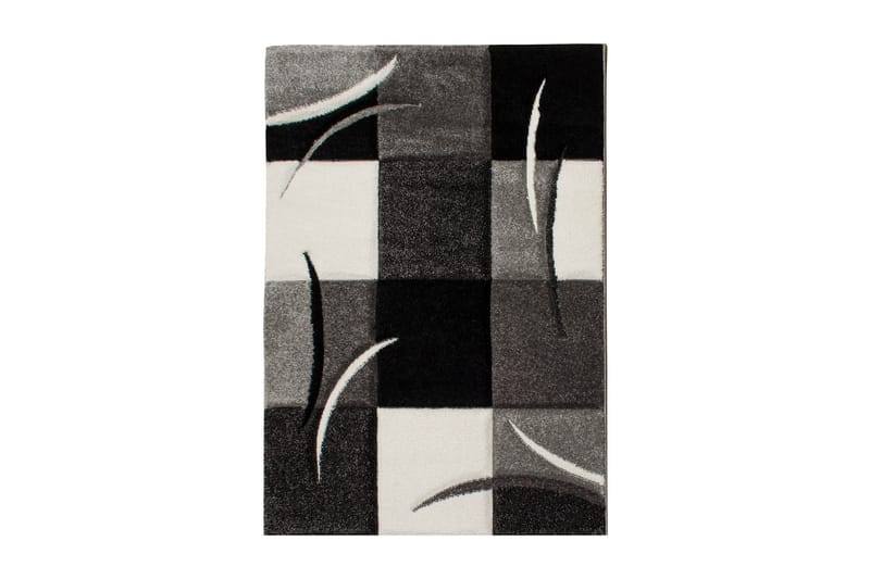 London Patch Friezematta 133x190 Rutig - Svart - Textil & mattor - Mattor - Modern matta - Wiltonmattor