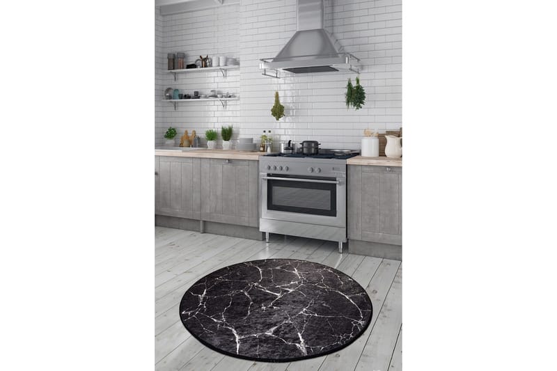 Marmuras Matta Rund 200 cm, Svart/Sammet