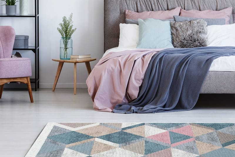 Mihriban Matta 160x230 cm - Blå/Rosa/Beige/Grå/Bomull - Textil & mattor - Mattor - Flatvävda mattor