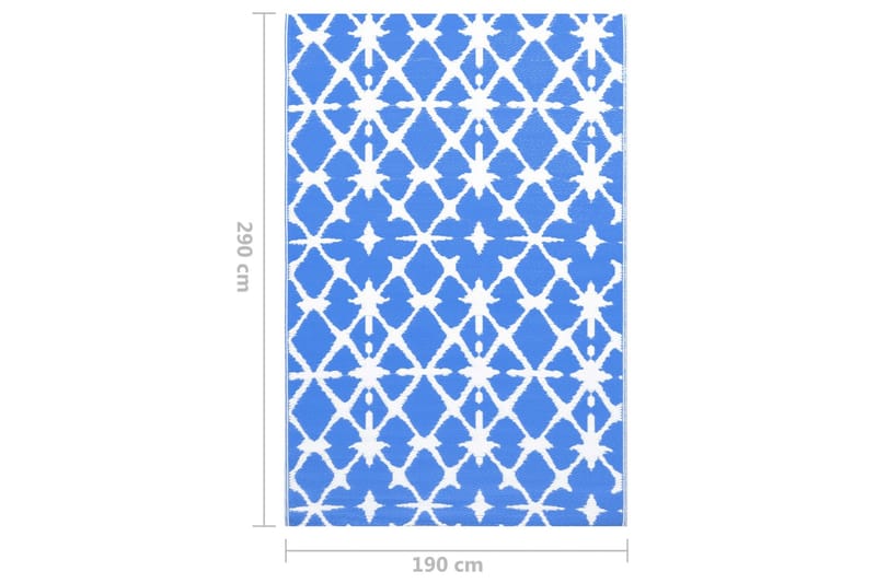 Utomhusmatta blå och vit 190x290 cm PP - Blå - Textil & mattor - Mattor - Utomhusmattor