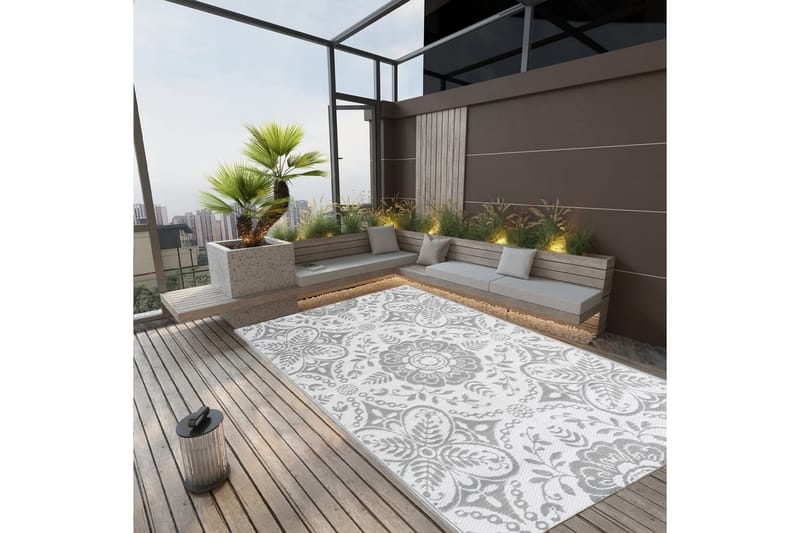 Utomhusmatta ljusgrå 140x200 cm PP - Grå - Textil & mattor - Mattor - Utomhusmattor