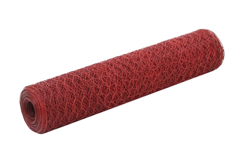 Hönsnät stål med PVC-beläggning 25x0,75 m röd - Röd - Balkongmatta & altanmatta